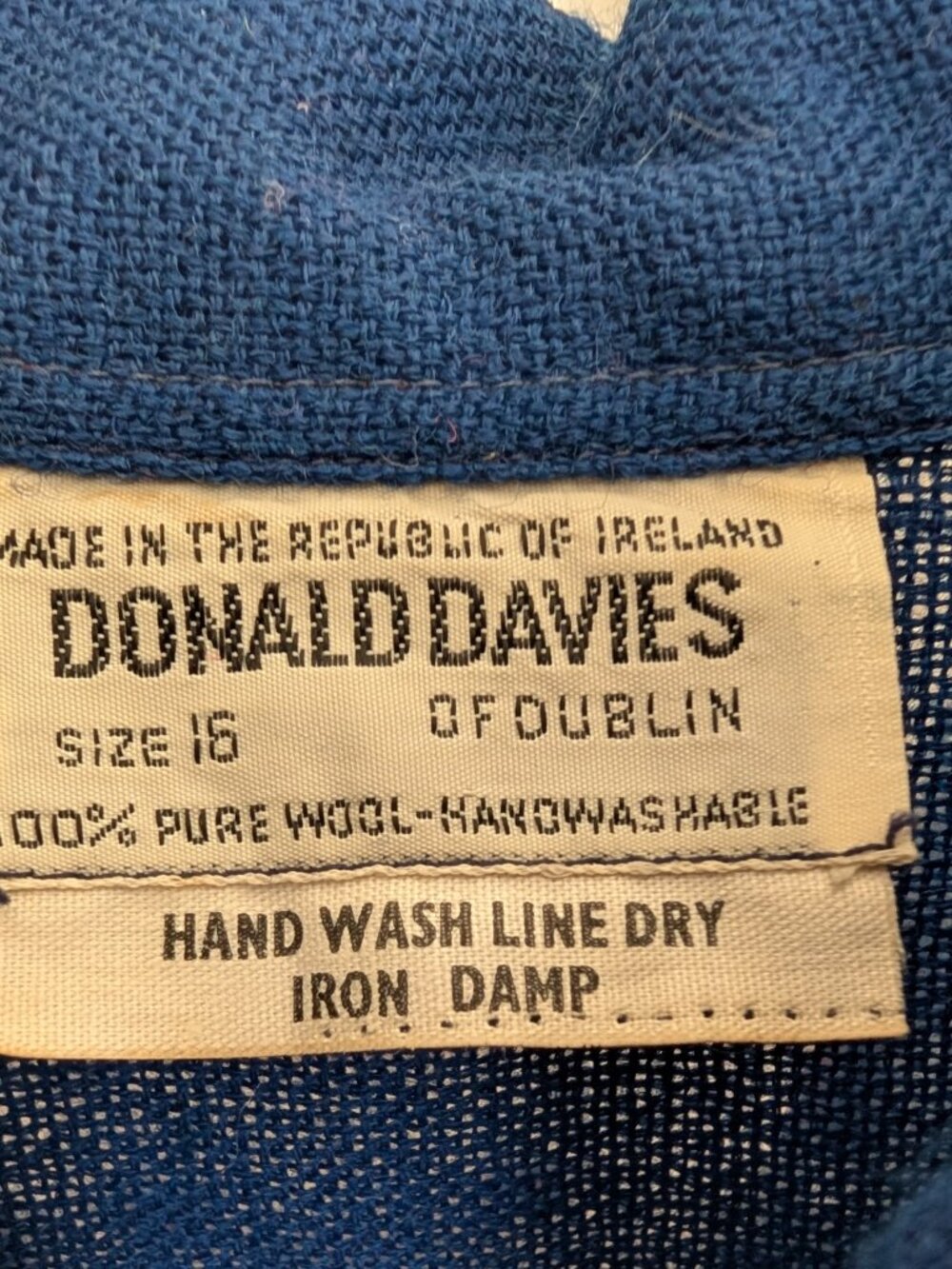 Vintage Donald Davies Irish blue wool shirtdress - Picture 3 of 12